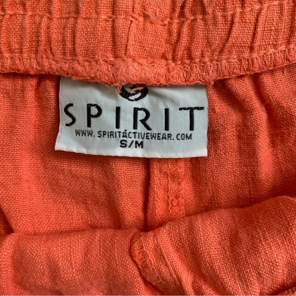 Women's Linen Wide Leg Pants with Drawstring Orange Size S/M Boho Beachy Coastal - Picture 2 of 12